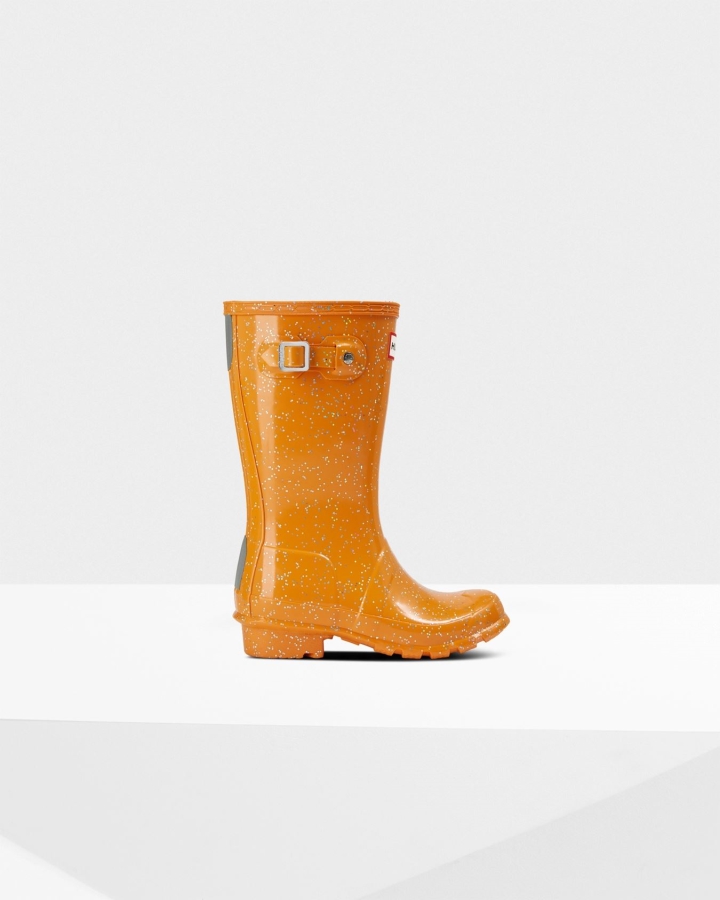 Hunter Big Kids (5-11 Years) Giant Glitter Rain Boots Amber Creek Orange - Image 2