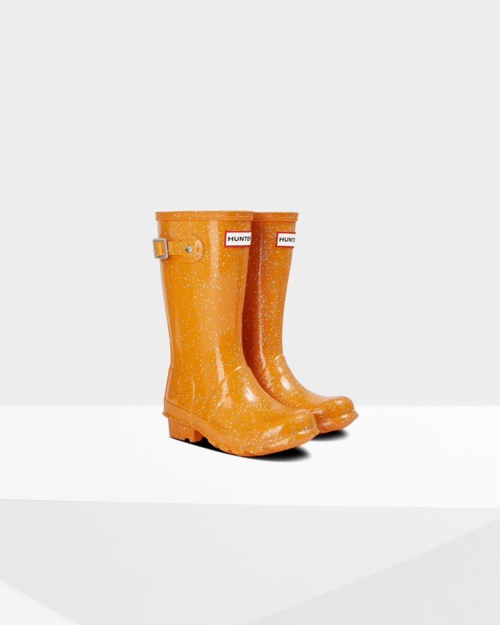 Hunter Big Kids (5-11 Years) Giant Glitter Rain Boots Amber Creek Orange - Image 3