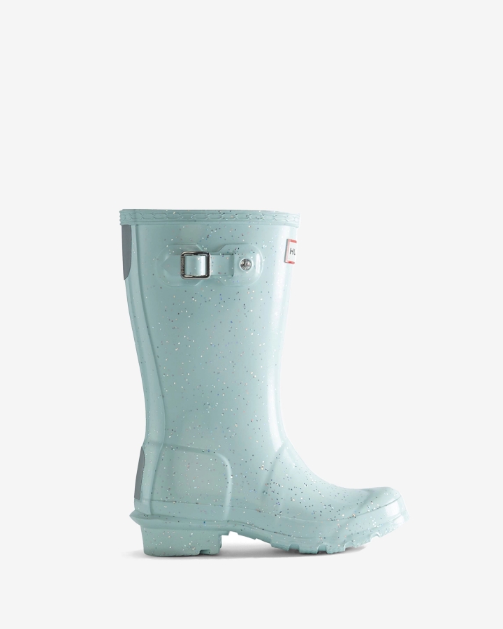 Hunter Big Kids (5-11 Years) Giant Glitter Rain Boots Gentle Blue - Image 1