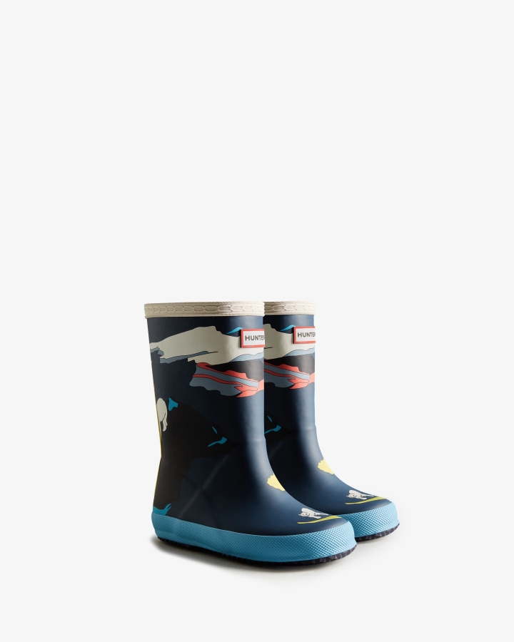 Hunter Kids First (18 Months-8 Years) Iceberg Print Rain Boots Iceberg Kerhuelen Navy - Image 3
