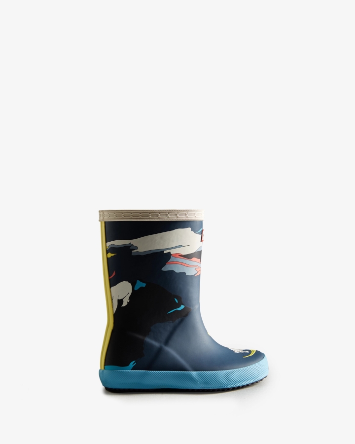 Hunter Kids First (18 Months-8 Years) Iceberg Print Rain Boots Iceberg Kerhuelen Navy - Image 1