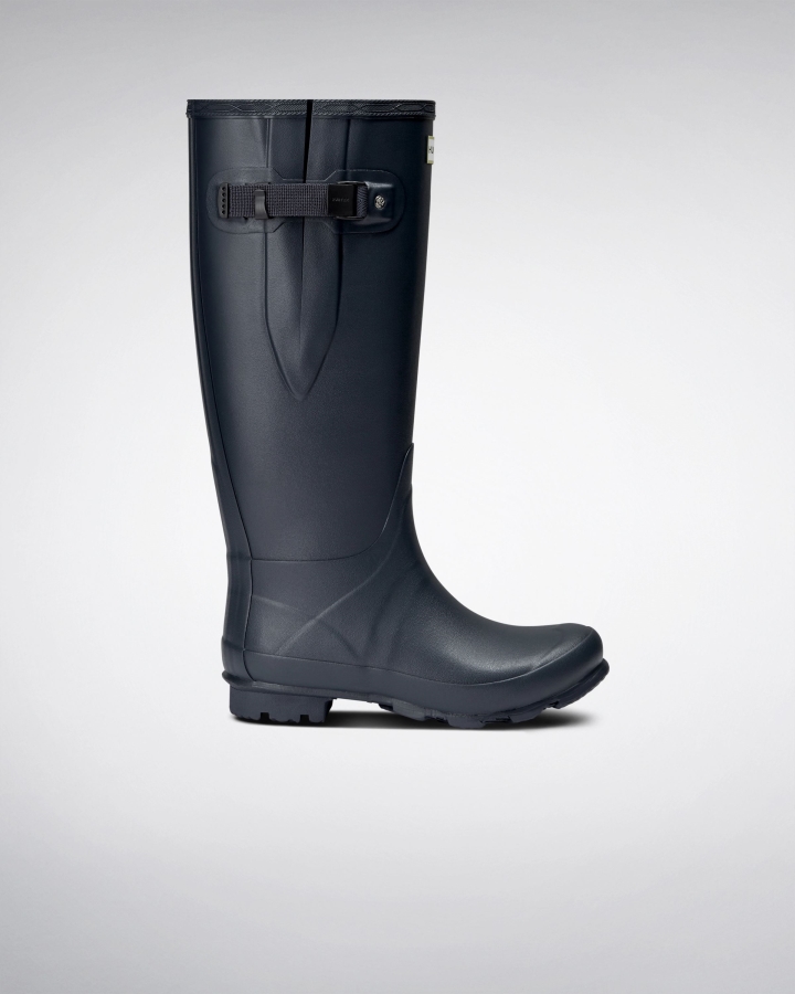 hunter_norris_field_wide_fit_rain_boots_navy.jpg Hunter Norris Field Wide Fit Rain Boots Navy - Image 1