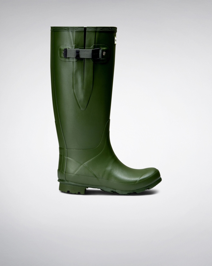 Hunter Norris Field Wide Fit Rain Boots Vintage Green - Image 1
