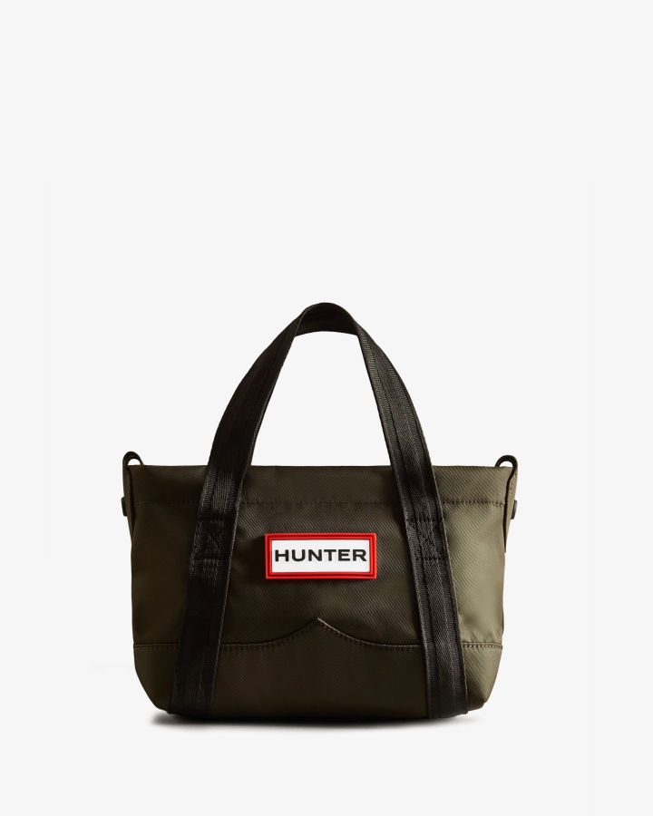 hunter_nylon_mini_top_clip_tote_bag_dark_olive.jpg Hunter Nylon Mini Top Clip Tote Bag Dark Olive - Image 1