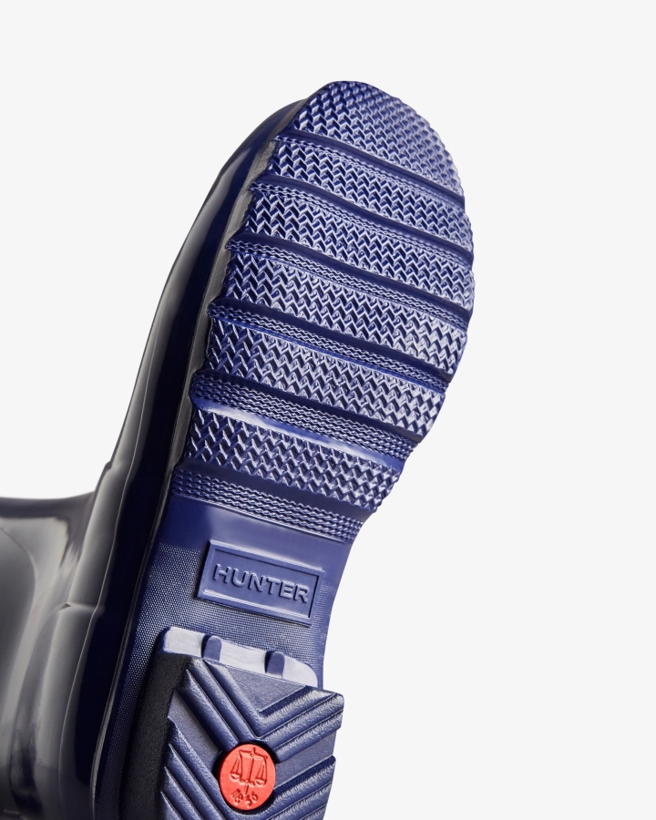 Hunter Women's Short Back Adjustable Gloss Rain Boots Balder Blue - Image 5
