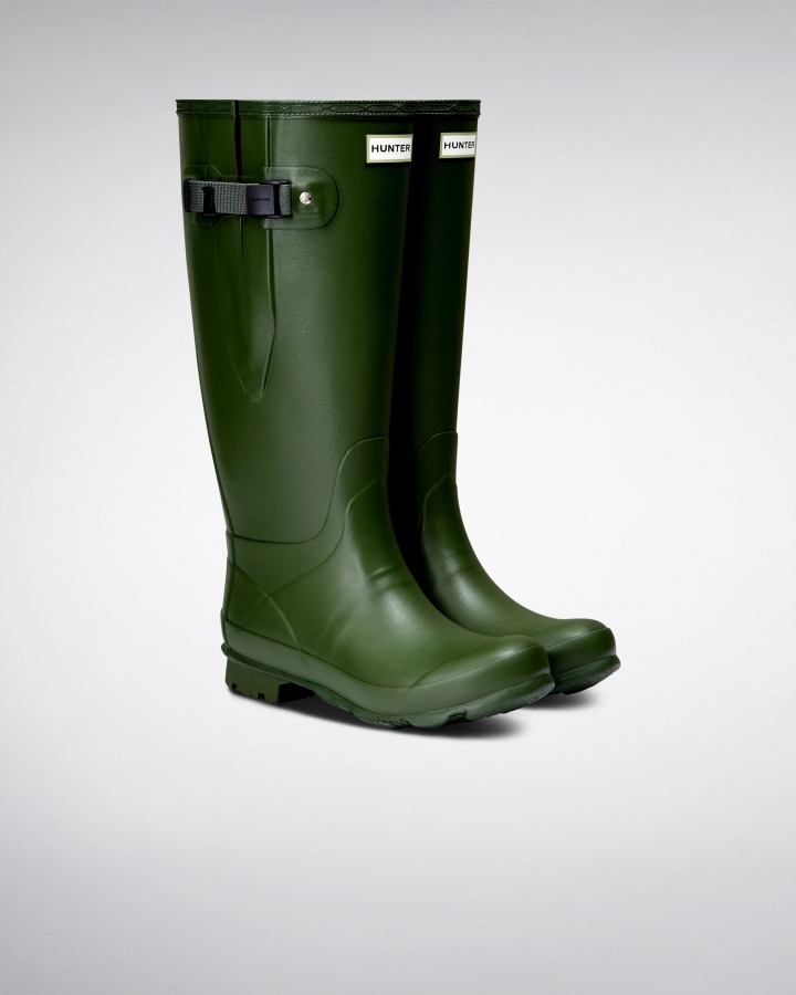 Hunter Norris Field Wide Fit Rain Boots Vintage Green
