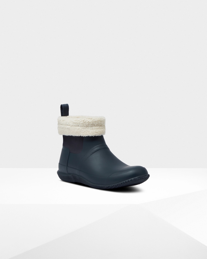 Hunter Men's Insulated Roll Top Vegan Shearling Boots Hunter Navy