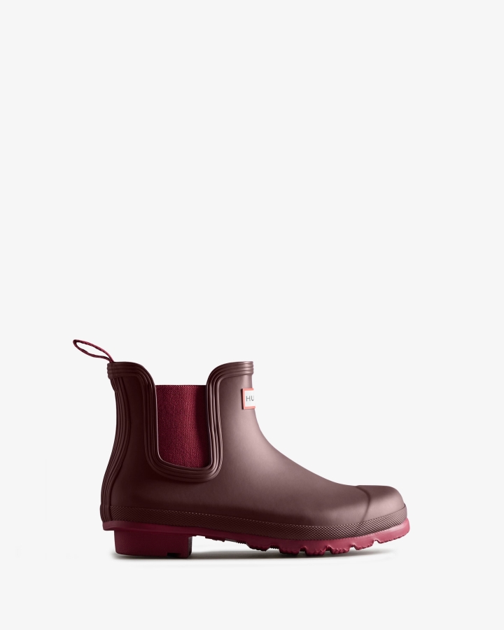 Hunter Women's Original Chelsea Boots Chestnut Crust Brown-Hayes Burgundy