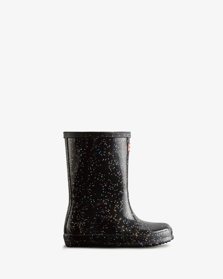 Hunter Kids First (18 Months-8 Years) Giant Glitter Rain Boots Black