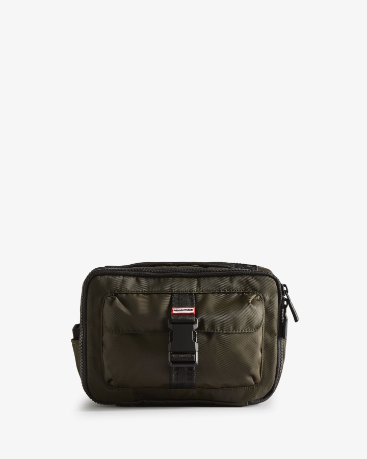 Hunter Nylon Three-Way Top Clip Crossbody Bag Dark Olive