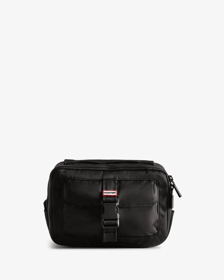 Hunter Nylon Three-Way Top Clip Crossbody Bag Black