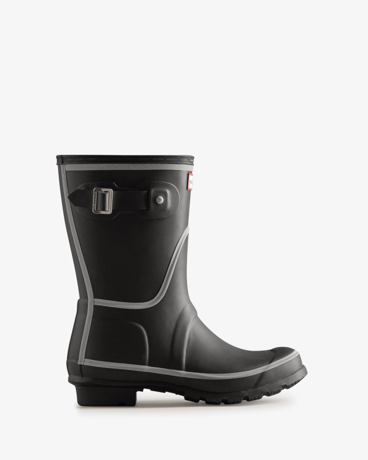 Hunter Women's Reflective Outline Short Rain Boots Black