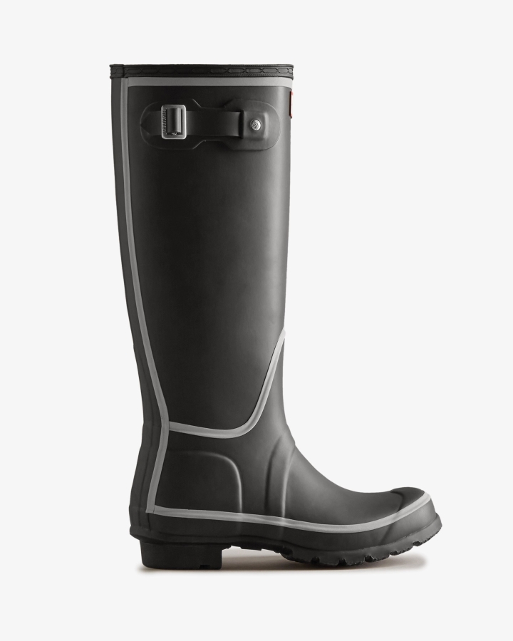 Hunter Women's Reflective Outline Tall Rain Boots Black