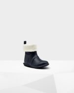 Hunter Big Kids (5-10 Years) Insulated Roll Top Vegan Shearling Boots Hunter Navy