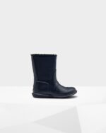 Hunter Big Kids (5-10 Years) Insulated Roll Top Vegan Shearling Boots Hunter Navy - Image 3