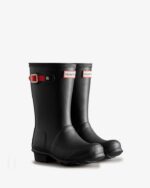 Hunter Big Kids (5-11 Years) Insulated Rain Boots Black-Logo Red - Image 3