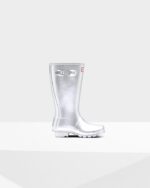 Hunter Big Kids (5-11 Years) Metallic Rain Boots Silver - Image 2
