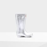 Hunter Big Kids (5-11 Years) Metallic Rain Boots Silver