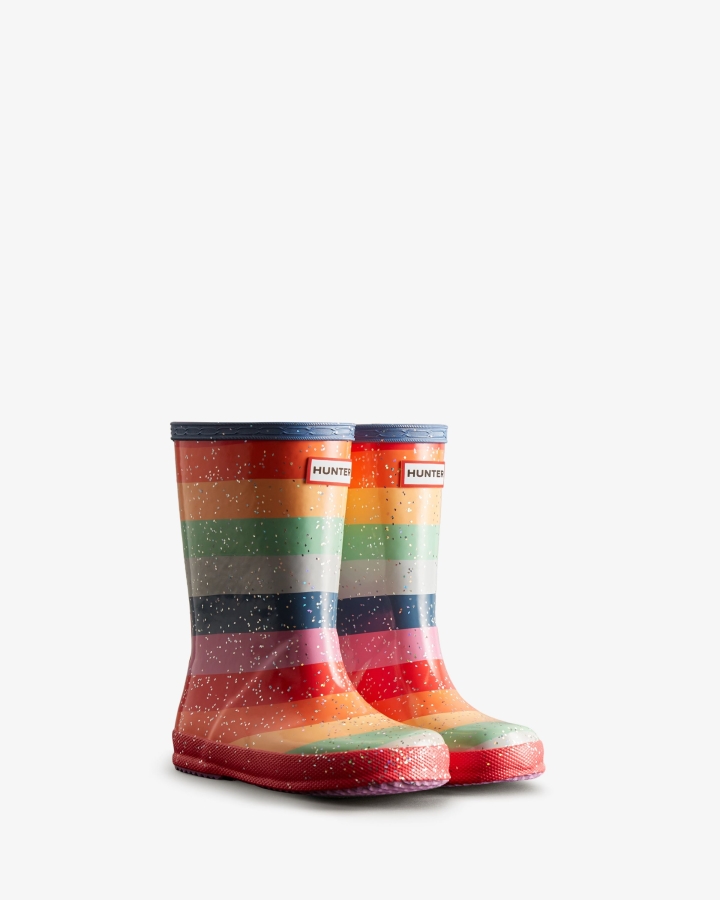 Hunter Kids First (18 Months-8 Years) Glitter Rainbow Rain Boots Multicoloured - Image 3