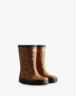 Hunter Kids First (18 Months-8 Years) Leopard Print Rain Boots Rich Tan-Saddle-Black - Image 3