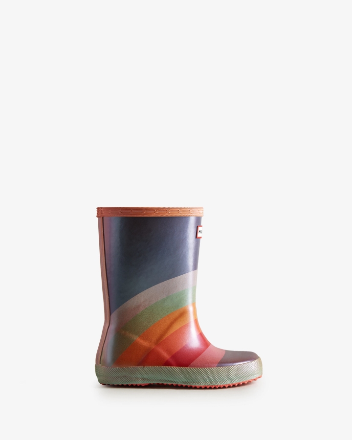 Hunter Kids First (18 Months-8 Years) Nebula Rainbow Rain Boots - Image 1