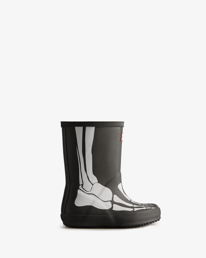Hunter Kids First (18 Months-8 Years) Skeleton Rain Boots Black - Image 1