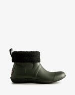 Hunter Men's Insulated Roll Top Vegan Shearling Boots Dark Olive - Image 2