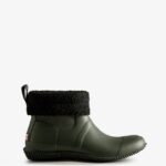 Hunter Men's Insulated Roll Top Vegan Shearling Boots Dark Olive