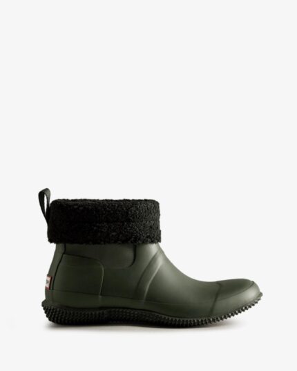 Hunter Men's Insulated Roll Top Vegan Shearling Boots Dark Olive