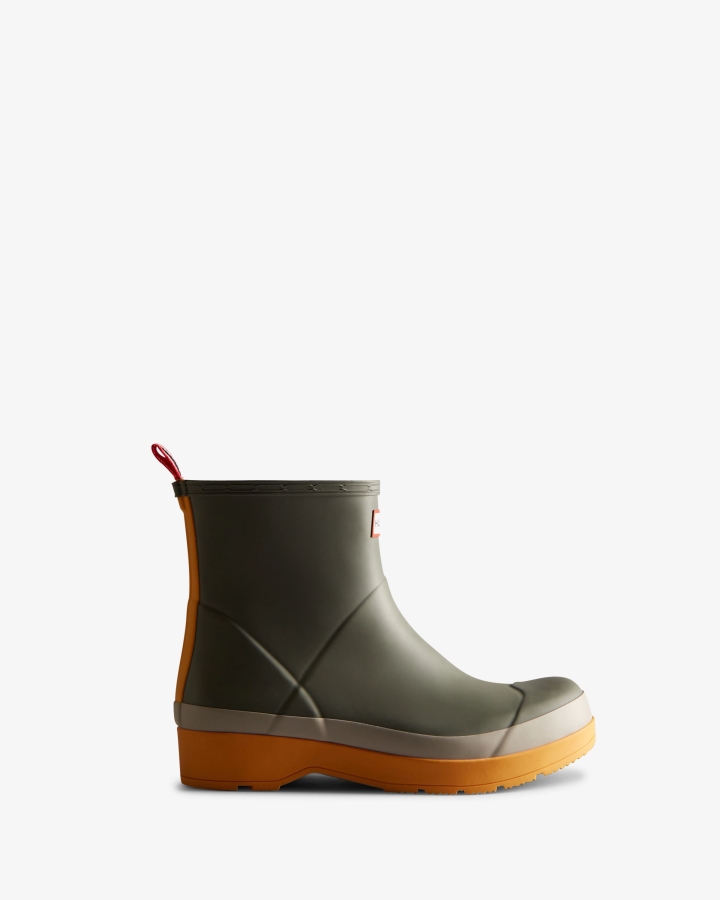Hunter Men's Play Short Rain Boots Urban Grey-Zinc-Nomad Orange - Image 1