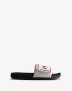 Hunter Men's Terry Towelling Logo Adjustable Slides White-Black - Image 2