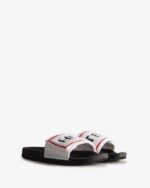 Hunter Men's Terry Towelling Logo Adjustable Slides White-Black - Image 3