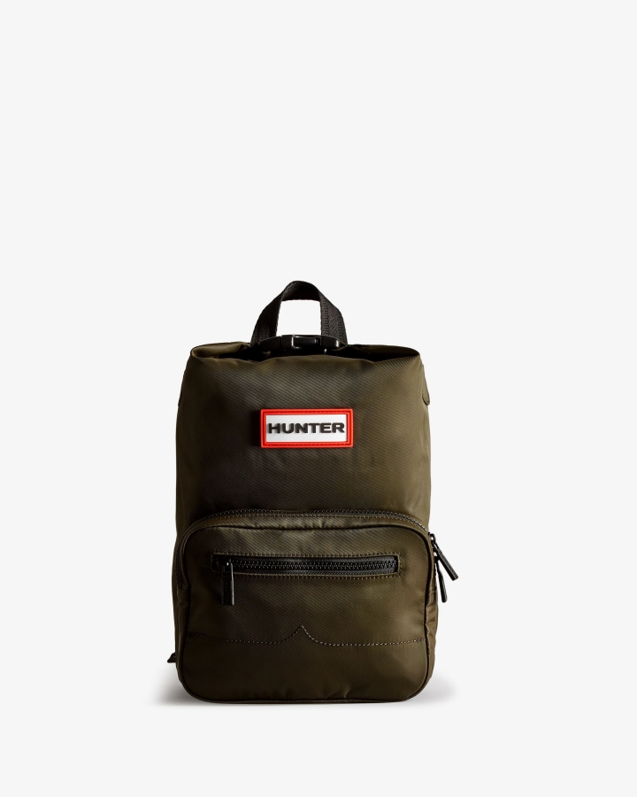 hunter_mini_nylon_pioneer_top_clip_backpack_dark_olive.jpg Hunter Mini Nylon Pioneer Top Clip Backpack Dark Olive - Image 1