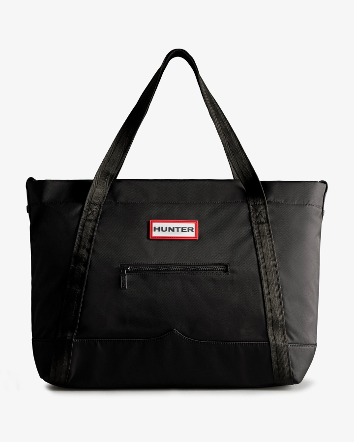hunter_nylon_large_top_clip_tote_bag_black.jpg Hunter Nylon Large Top Clip Tote Bag Black - Image 1