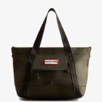 Hunter Nylon Medium Top Clip Tote Bag Dark Olive