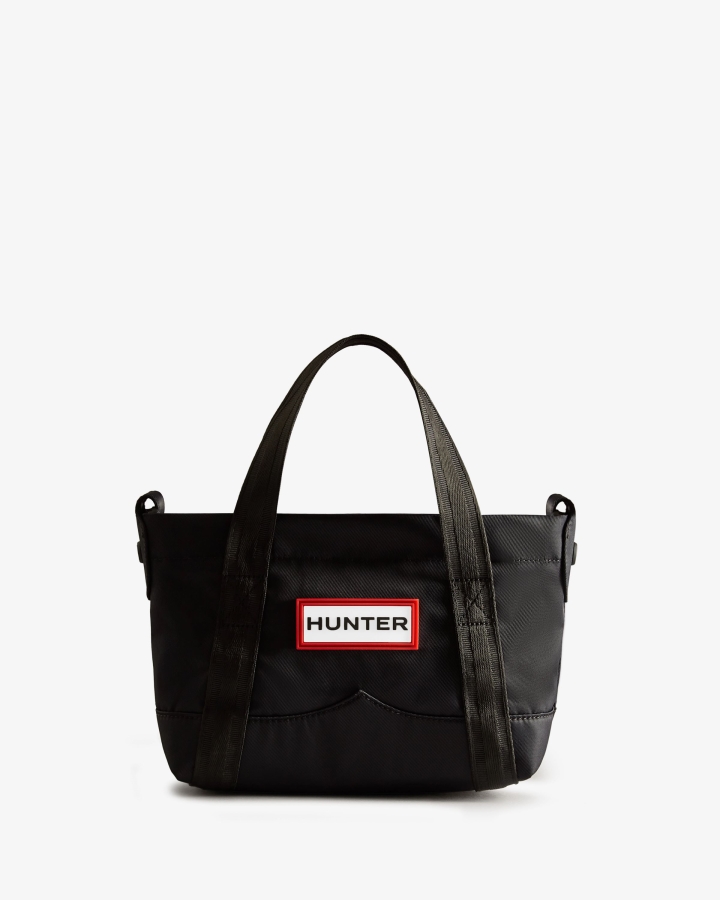 hunter_nylon_mini_top_clip_tote_bag_black.jpg Hunter Nylon Mini Top Clip Tote Bag Black - Image 1