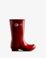 Hunter Original Big Kids (5-11 Years) Gloss Rain Boots Military Red - Image 2