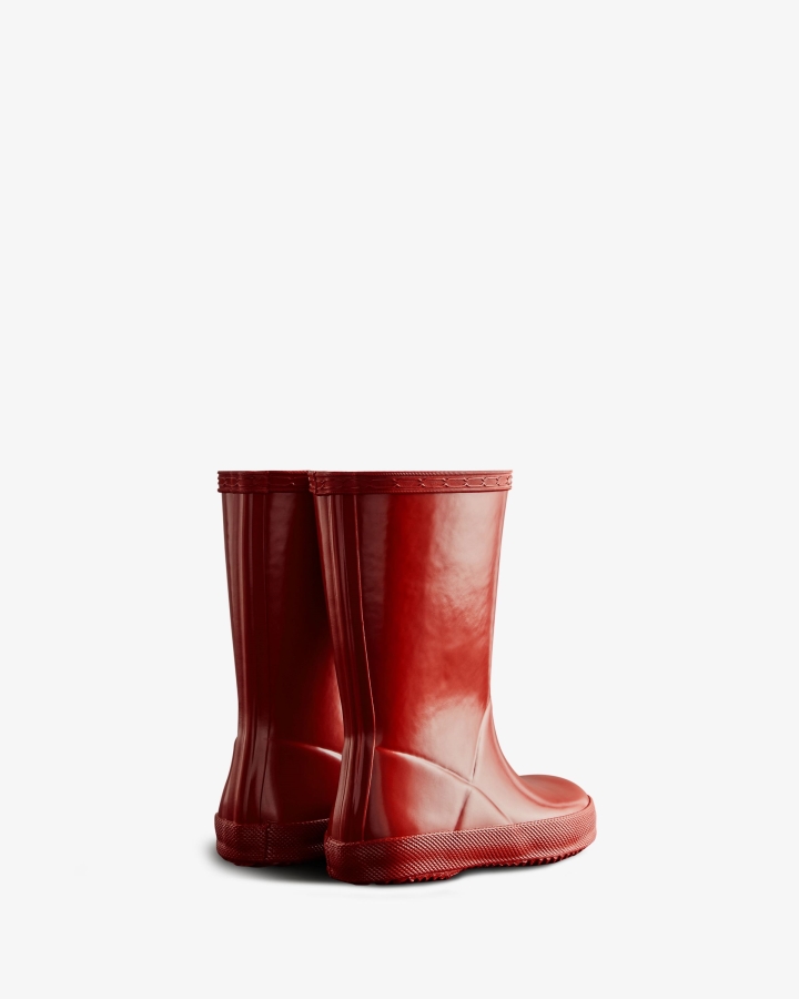 Hunter Original Kids First (18 Months-8 Years) Gloss Rain Boots Military Red - Image 4