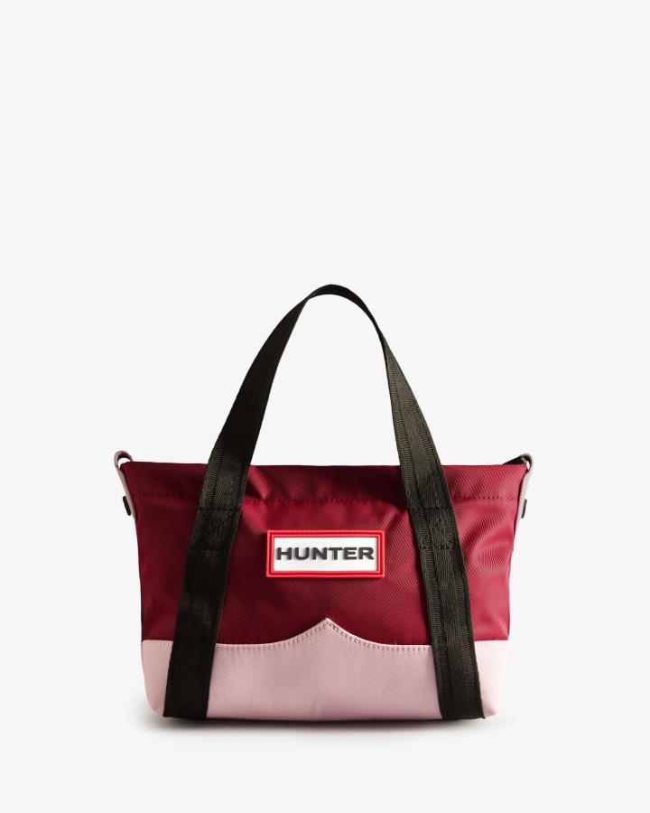 hunter_repurposed_nylon_mini_top_clip_tote_bag_hayes_burgundy_multi.jpg Hunter Repurposed Nylon Mini Top Clip Tote Bag Hayes Burgundy Multi - Image 1