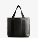 Hunter Rubberized Leather East-West Tote Bag Black-Black