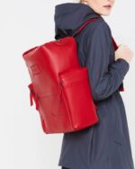 Hunter Top Clip Backpack - Rubberized Leather Military Red - Image 2