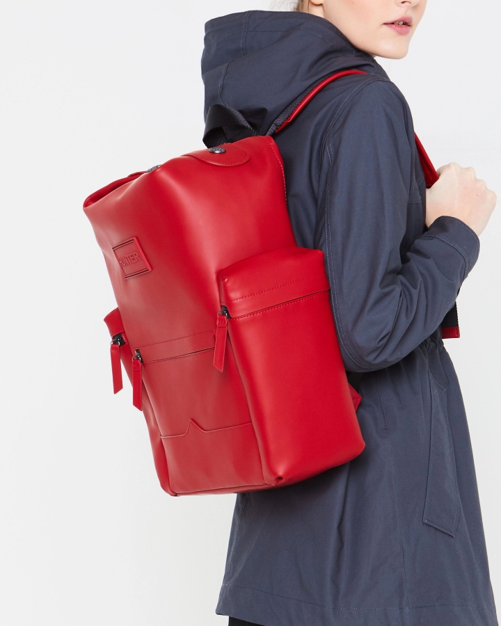 hunter_top_clip_backpack_rubberized_leather_military_red.jpg Hunter Top Clip Backpack - Rubberized Leather Military Red - Image 1