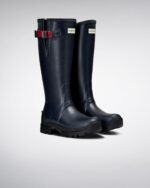 Hunter Women's Balmoral Side Adjustable 3mm Neoprene Rain Boots Navy- Peppercorn - Image 3
