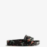 Hunter Women's BLOOM Marble Slides Black