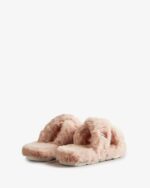 Hunter Women's Faux Fur Flatform Crossover Slide Azalea Pink - Image 5