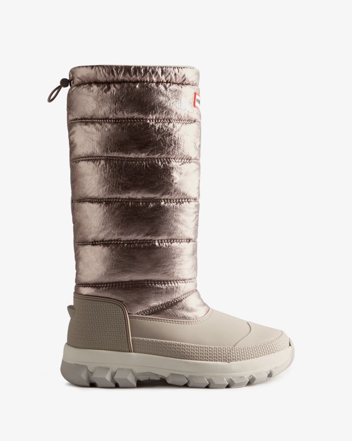 Hunter Women's Insulated Metallic Tall Snow Boots Dark Silver-Hail Grey - Image 1