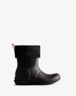 Hunter Women's Insulated Roll Top Vegan Shearling Boots Black