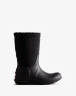 Hunter Women's Insulated Roll Top Vegan Shearling Boots Black - Image 3