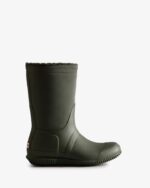 Hunter Women's Insulated Roll Top Vegan Shearling Boots Dark Olive - Image 3