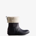 Hunter Women's Insulated Roll Top Vegan Shearling Boots Hunter Navy